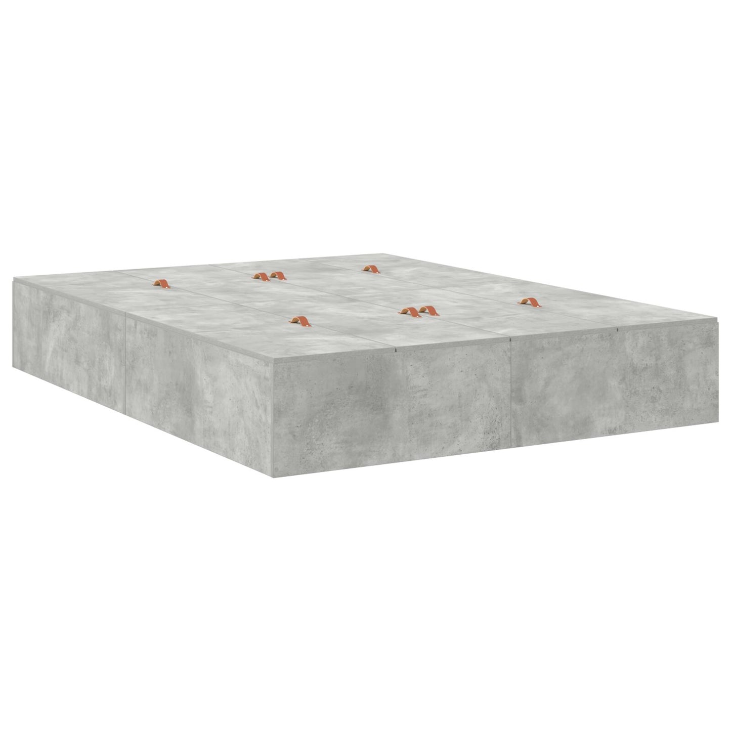 Opbergbedframe Grijs Bewerkt Hout 135,5 X 190 X 31,5 Cm Artisanaal Eiken