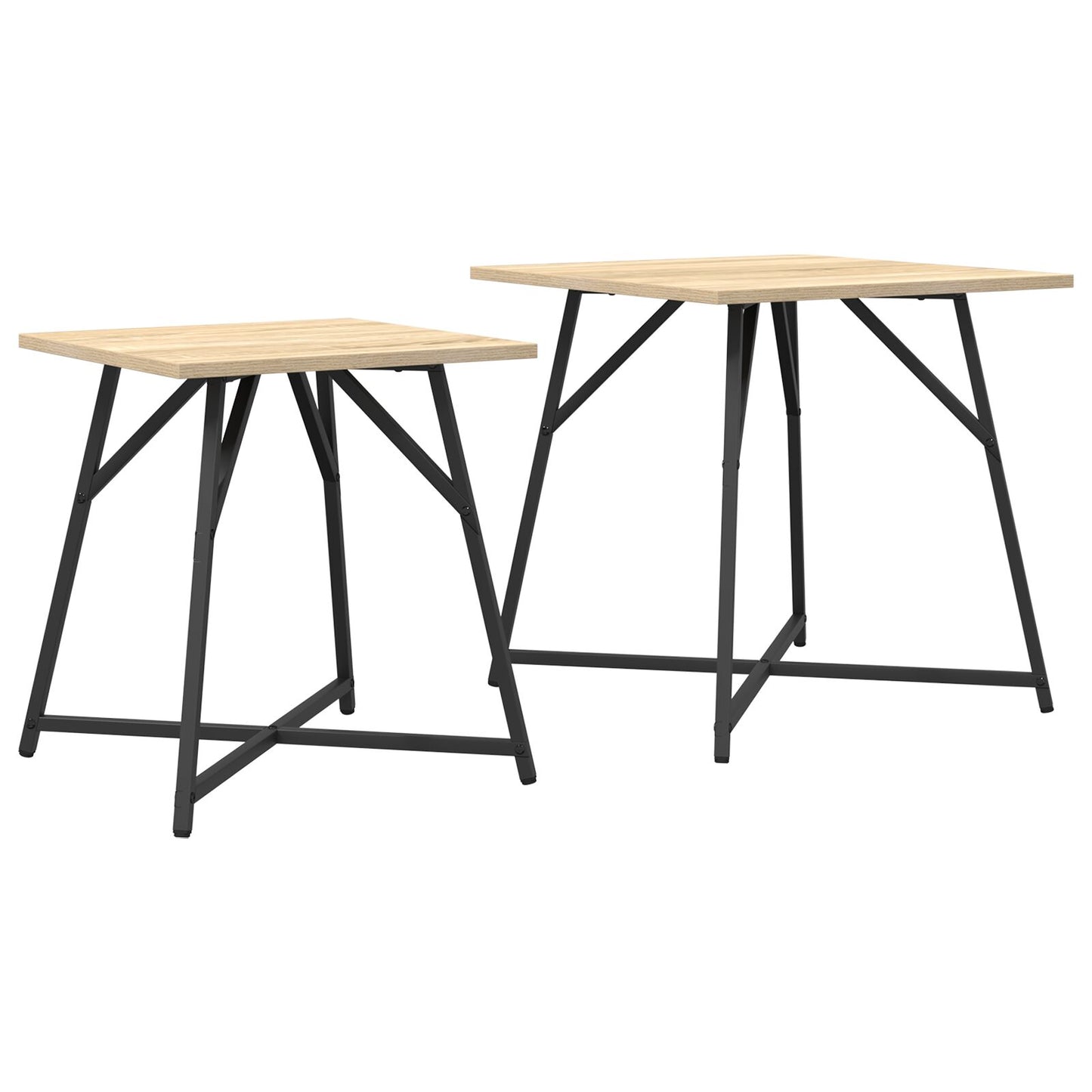 Bijzettafel Set Van 2 - Hout En Metaal Sonoma eiken