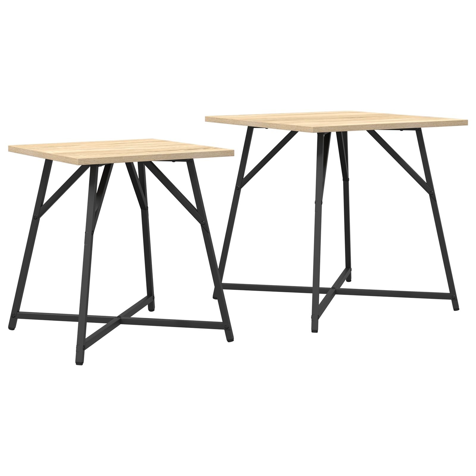 Bijzettafel Set Van 2 - Hout En Metaal Sonoma eiken