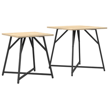 Bijzettafel Set Van 2 - Hout En Metaal Sonoma eiken