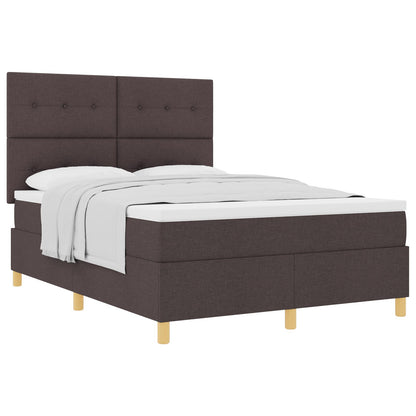 Boxspringbed Met Matras Donkerbruin 140X200 Cm Stof Blauw