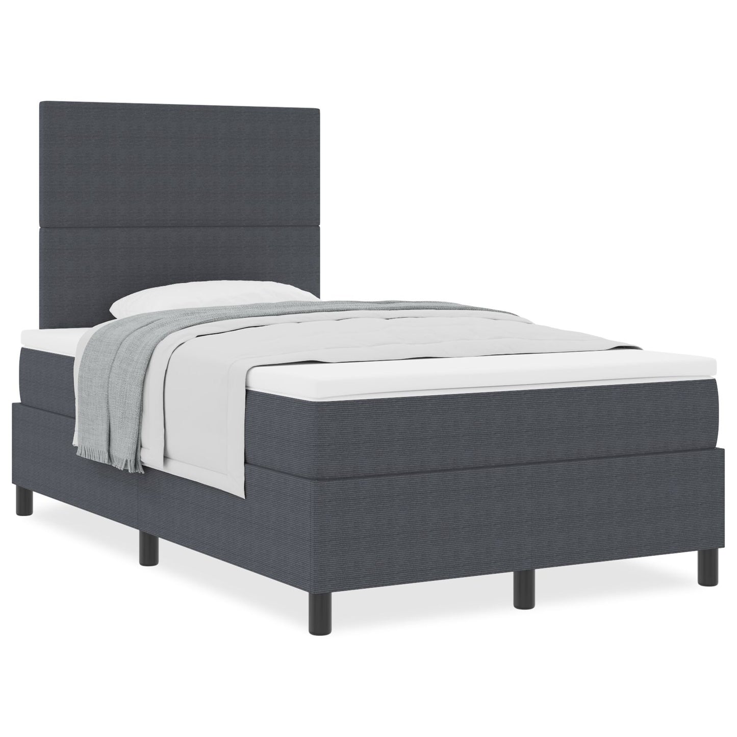 Boxspringbed Met Matras Donkergrijs 120X200 Cm Korduroy Stof