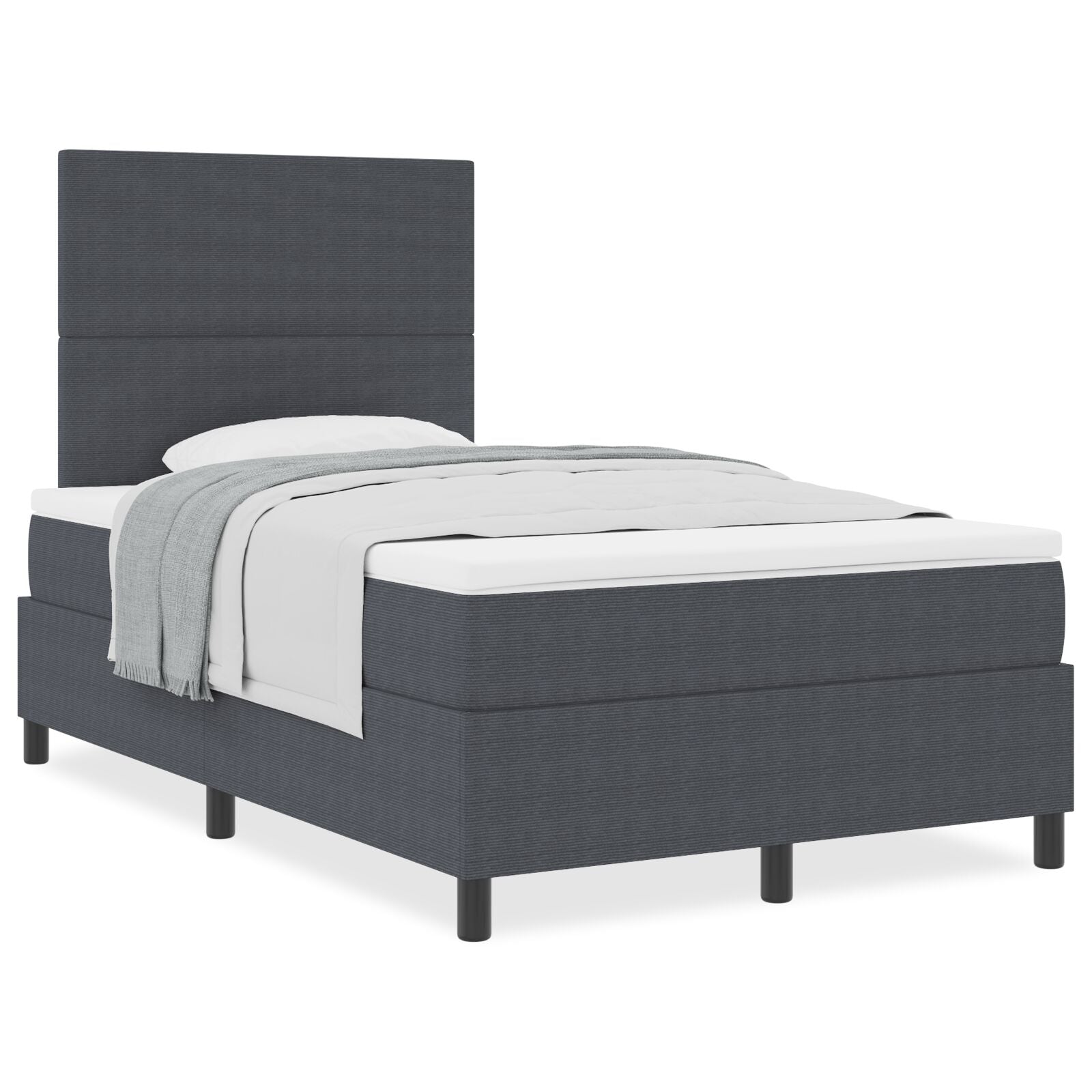 Boxspringbed Met Matras Donkergrijs 120X200 Cm Korduroy Stof