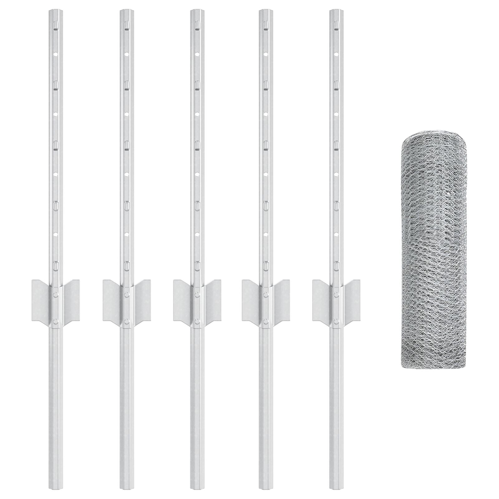 Omheining Posten 5 St U-Channel 40 Cm Gegalvaniseerd Staal,  Zeshoekige Omheining 0.4X10 M Gegalvaniseerd Staal