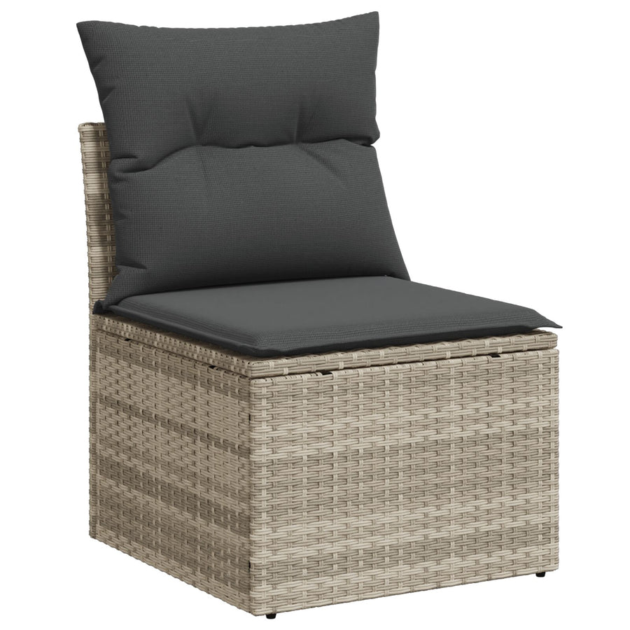 9-Delige Tuinbank Set Met Kussens Lichtgrijs Poly Riet Wit
