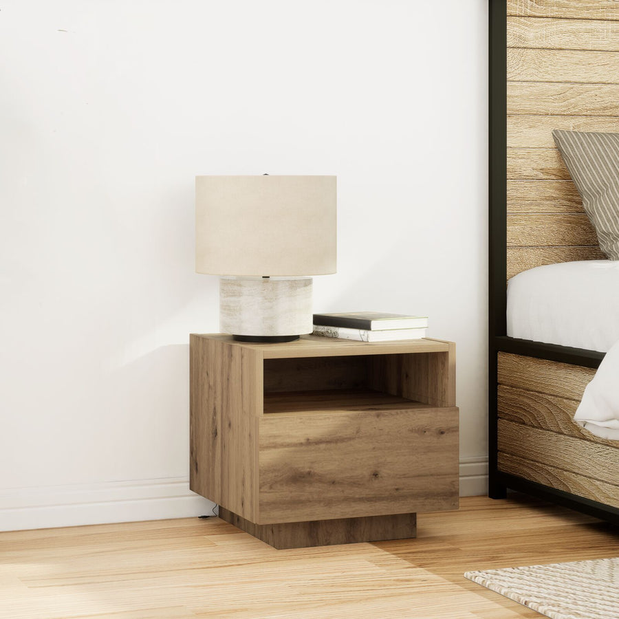 Nachtkastjes Met Led-Verlichting 2 Stuks 40X39X37 Cm Artisan eiken