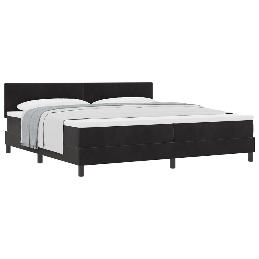 Boxspringbed Met Matras Zwart 200X200 Cm Fluweel Blauw