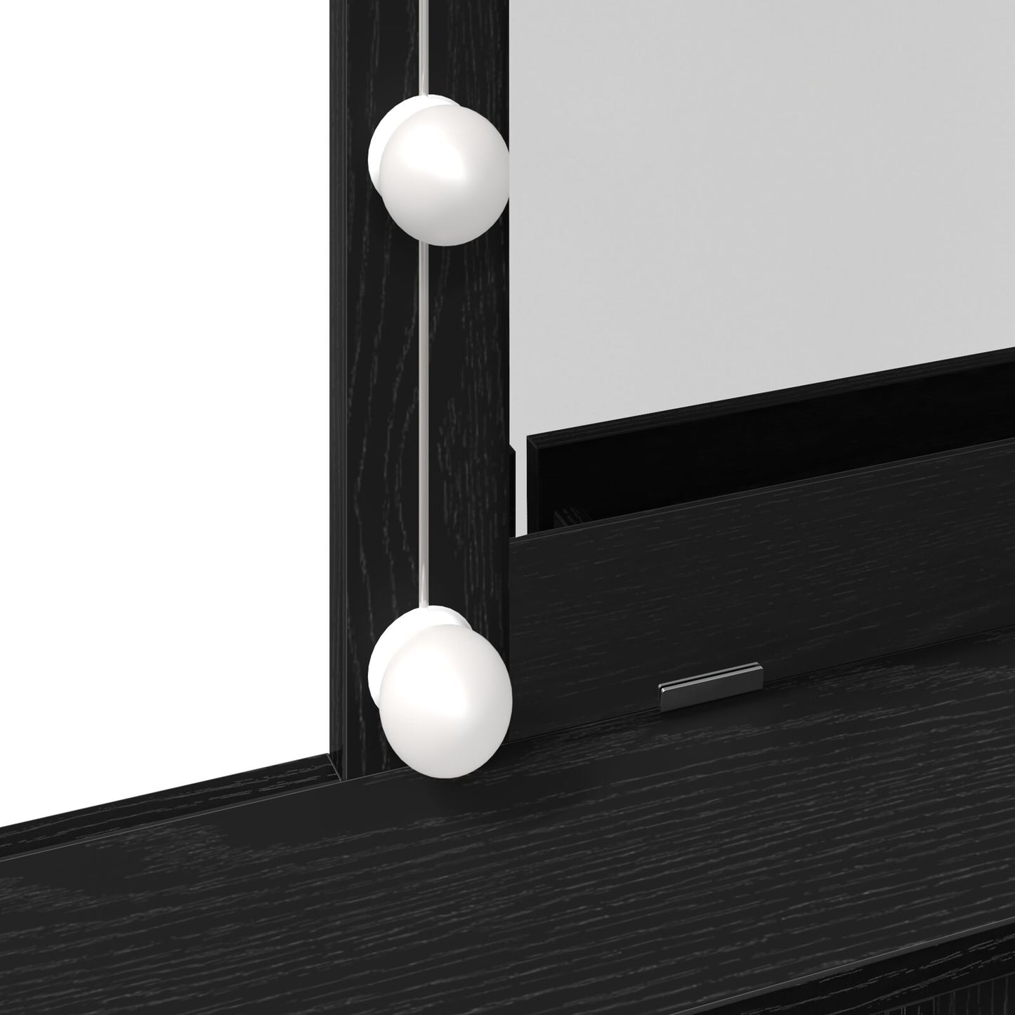 Kaptafel Met Spiegel En Led-Verlichting Zwart Eikenhout