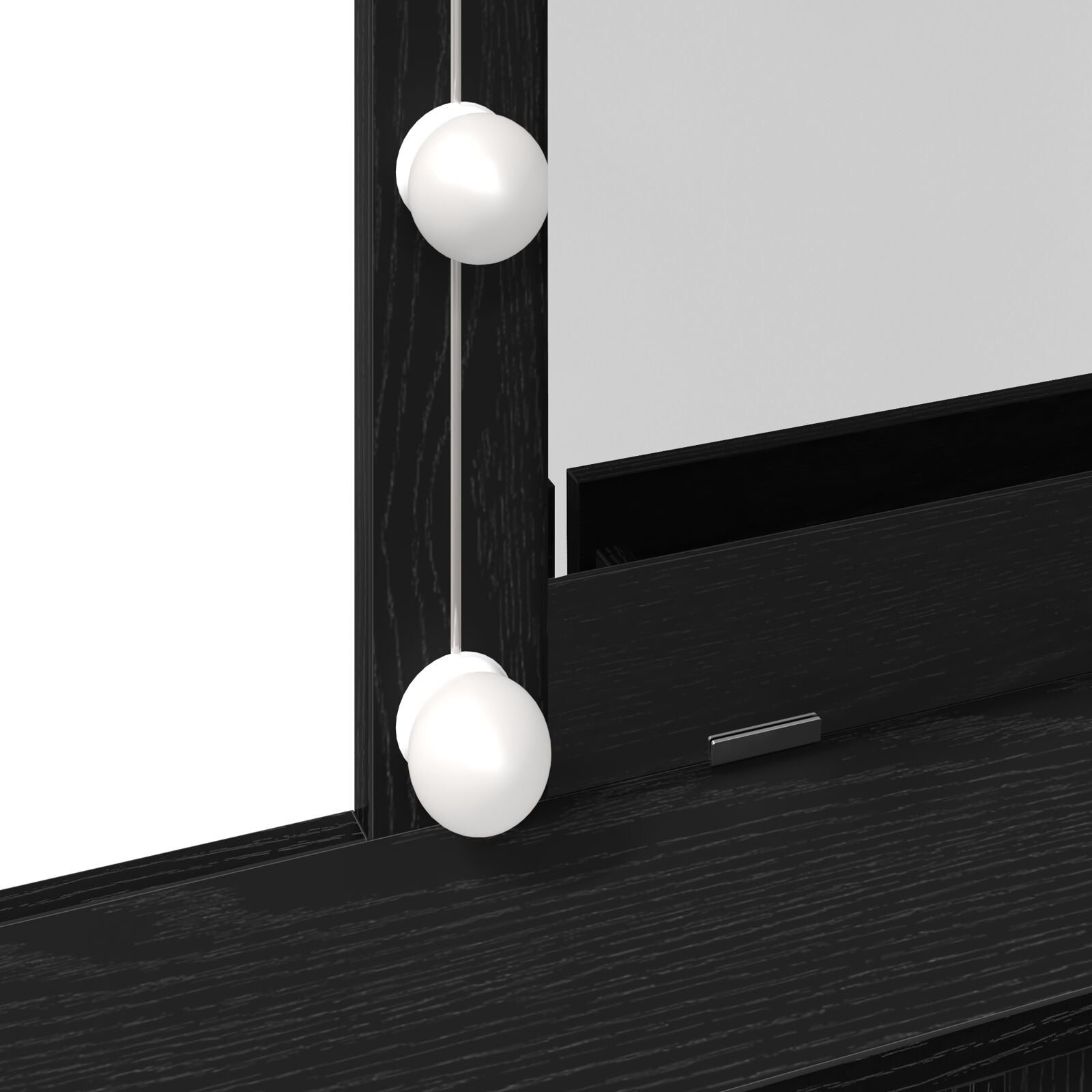 Kaptafel Met Spiegel En Led-Verlichting Zwart Eikenhout