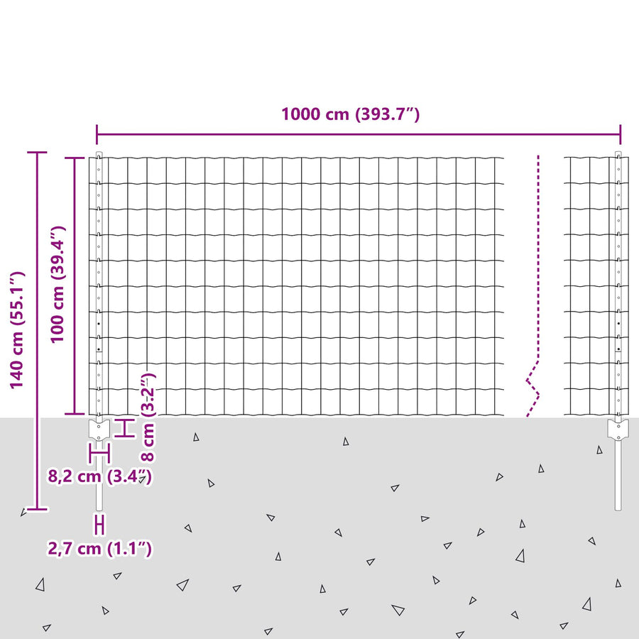 Tuinhekset Set Van 2 Gegalvaniseerd Staal 10 X 1 M Duurzaam