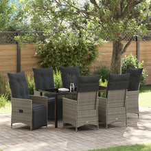 7-Delige Tuinset Met Kussens Grijs Poly Rattan