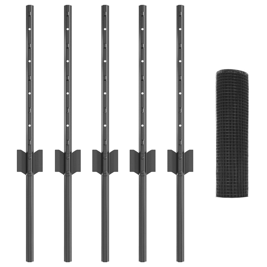 Gelast Draadhek Met 5 U Posts Grijs 0.4 X 10 M Staal