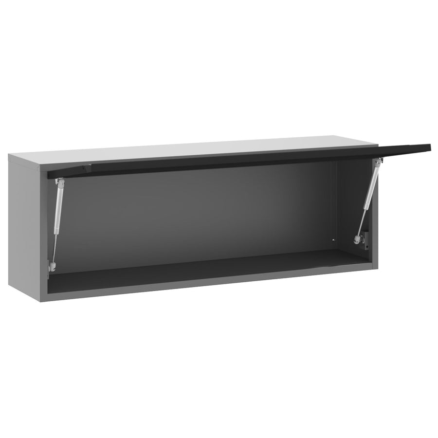 Muurbevestigde Gereedschapskast Met Gas-Lift Deur 100X25X35 Cm 100 cm Zwart en grijs