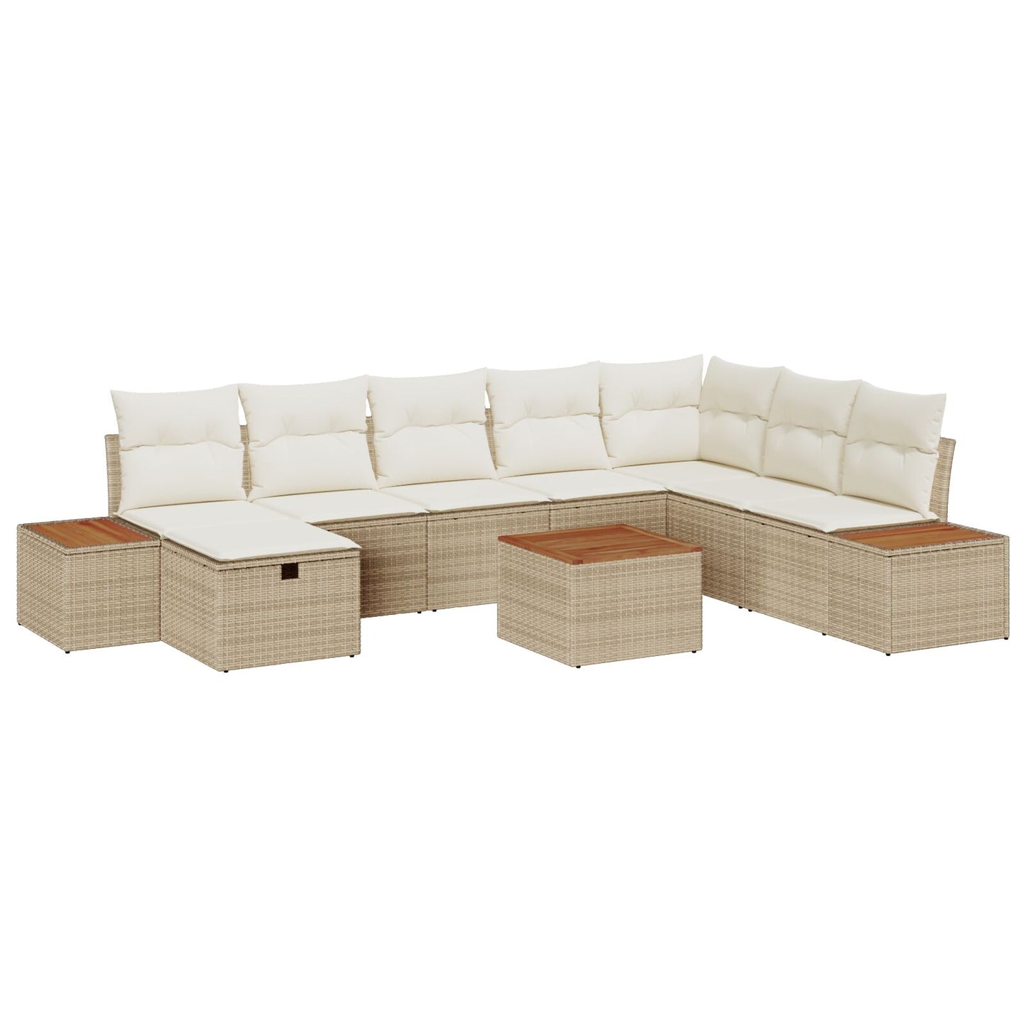 9-Delige Tuin Sofa Set Met Kussens Beige Poly Rattan