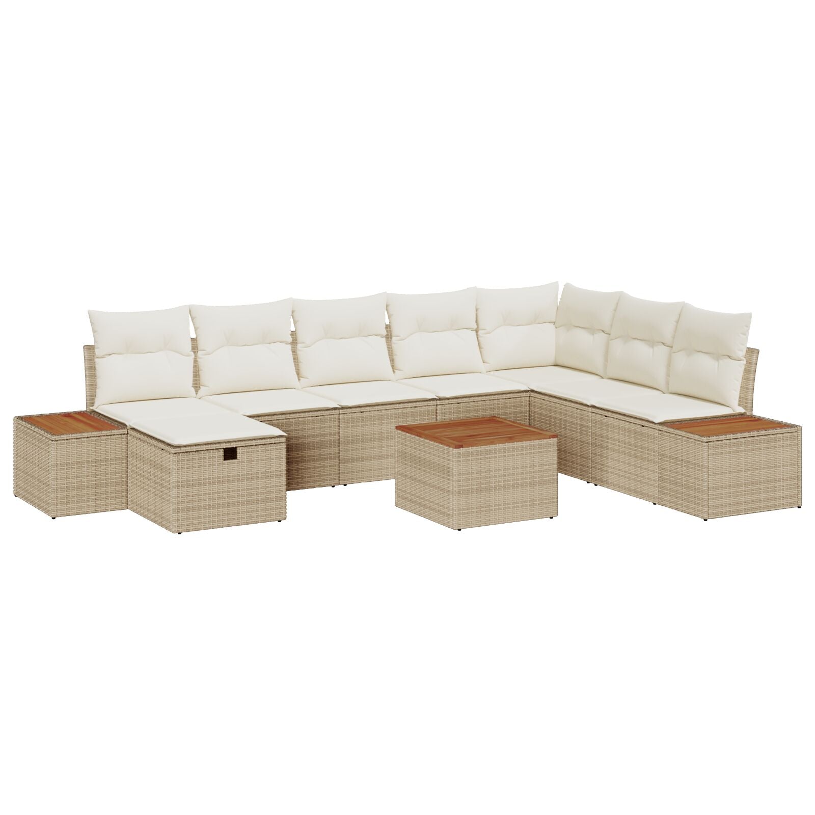 9-Delige Tuin Sofa Set Met Kussens Beige Poly Rattan