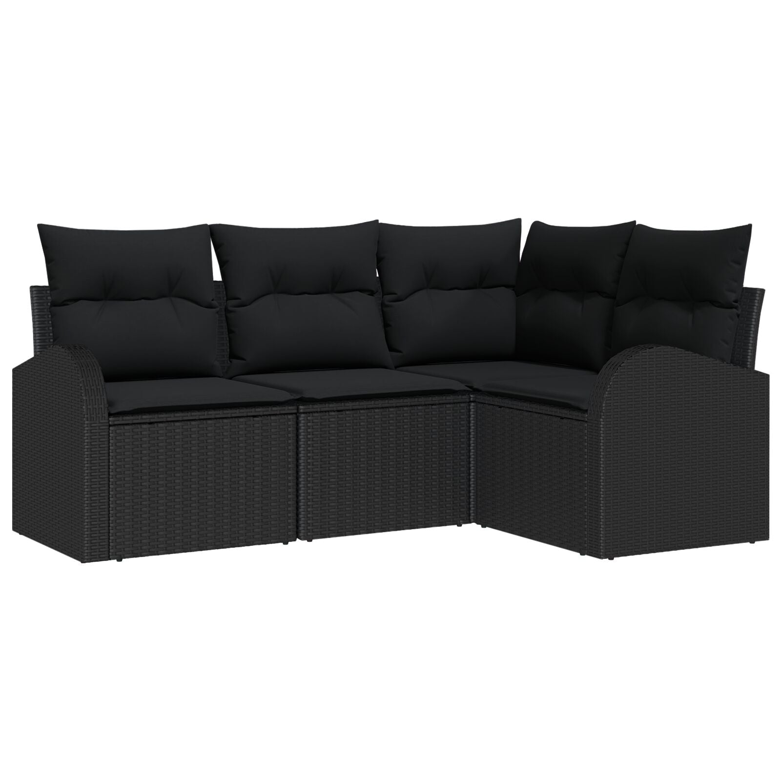 4-Delige Tuinsofa Set Met Kussens Poly Rattan Zwart zonder tafel