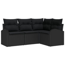 4-Delige Tuinsofa Set Met Kussens Poly Rattan Zwart zonder tafel