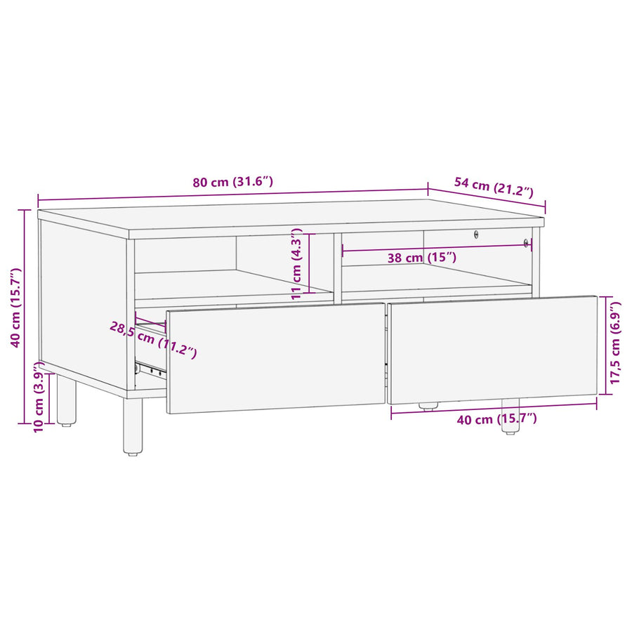Salontafel 80X54X40 Cm Massief acaciahout