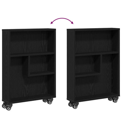 Smalle Opbergtrolley Zwart Eiken 48X13X68 Cm Gelaagd Hout