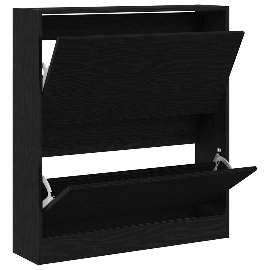 Schoenenkast Met Flip Lade Zwart Eiken 80X21X87,5 Cm