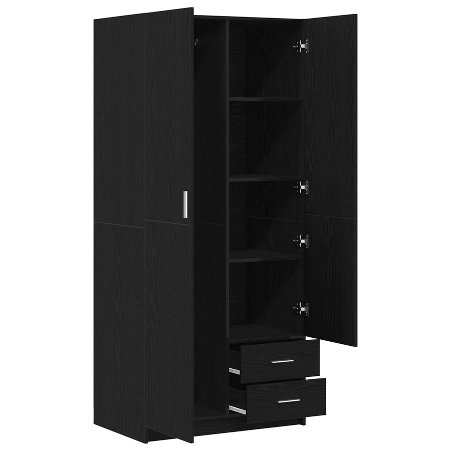 Kast Zwart Eiken 80X52X180 Cm Engineered Hout