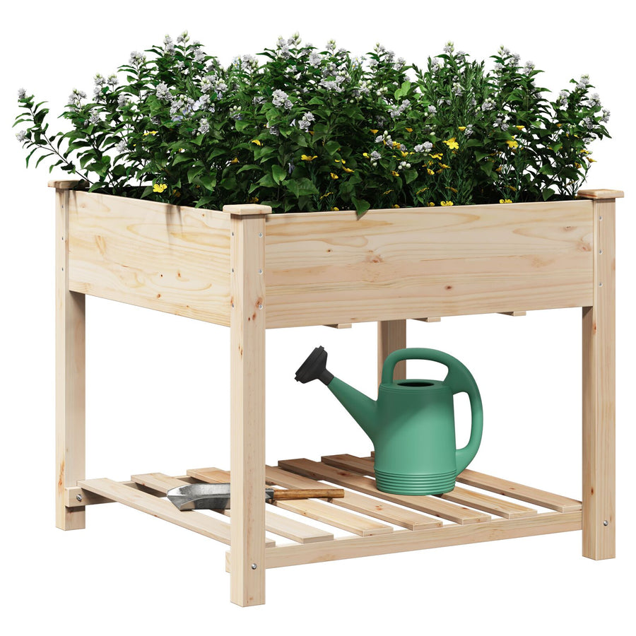 Tuinplantbak Met Rek 90X90X76 Cm Massief Vurenhout 90 x 90 x 76.5 cm