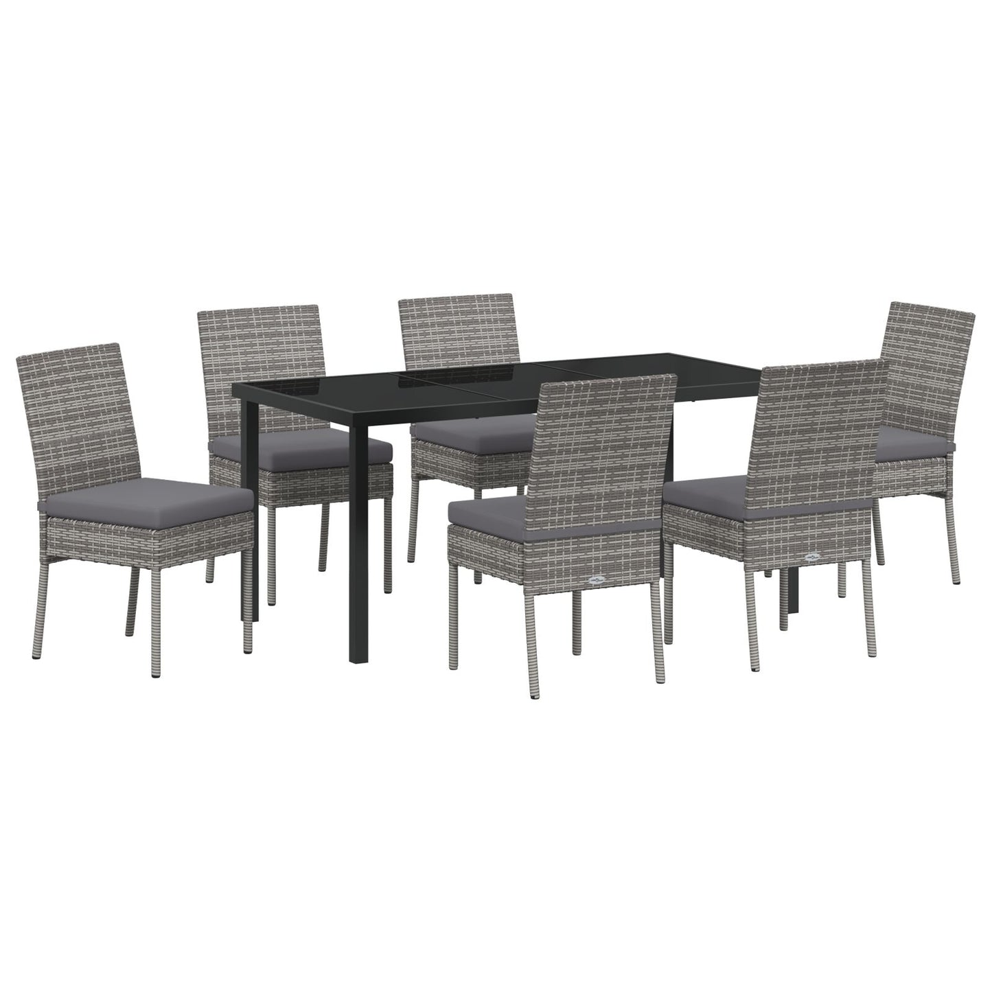 7-Delige Tuin Eetset Grijs Poly Riet