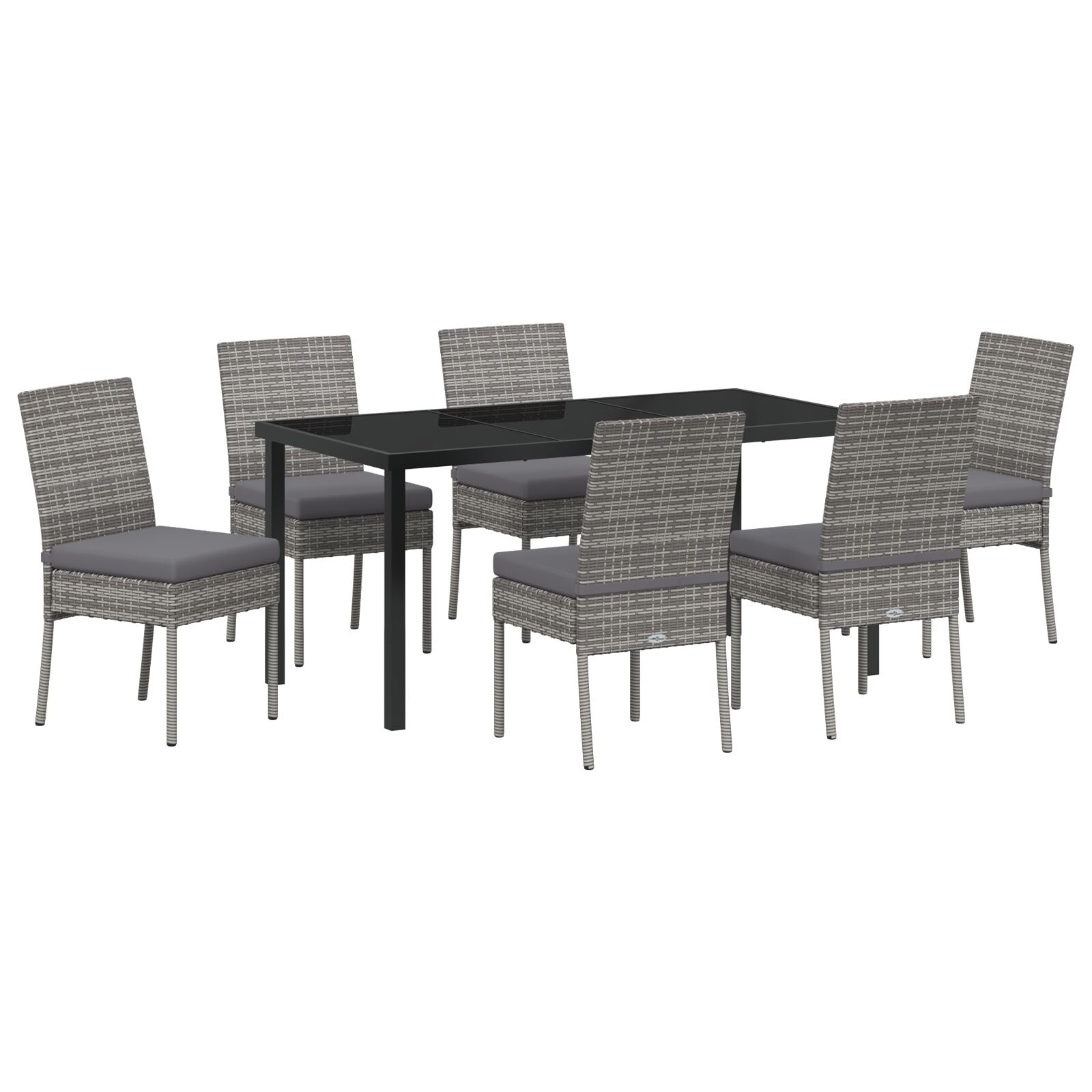 7-Delige Tuin Eetset Grijs Poly Riet