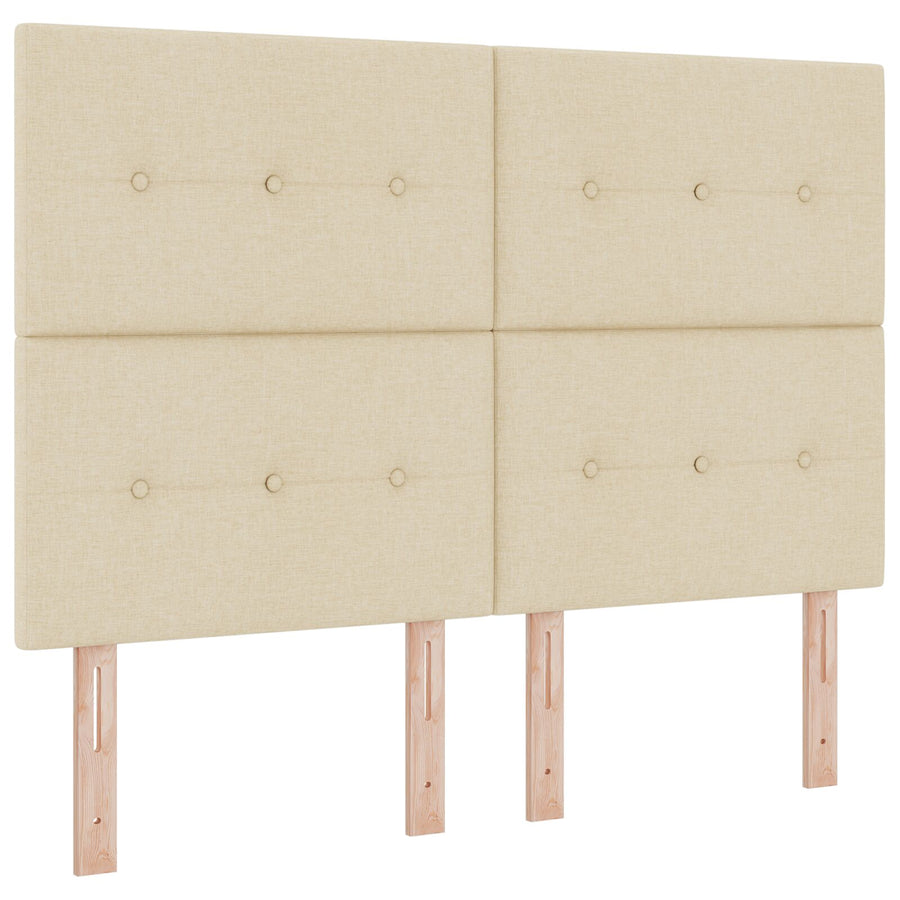 Boxspringbed Met Matras Stof Crème 140 x 190 cm Knop gestoffeerd