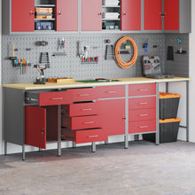 5-Delige Werkcabinet En Hoektafel Set Gelaagd Hout 4x (2x84/2x85 cm) Rood Tafel + 4x kast