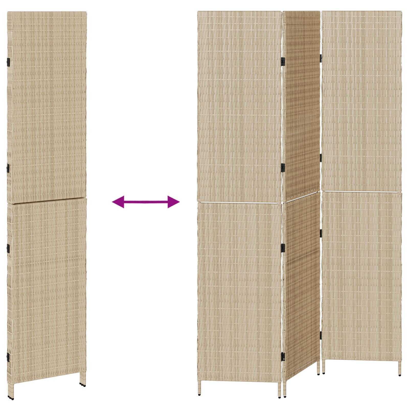 Ruimteverdeler 3 Panels Vouwbaar 146X Poly Riet 200 cm Beige 3 panelen