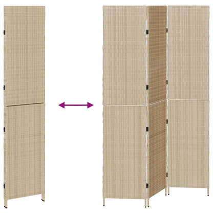 Ruimteverdeler 3 Panels Vouwbaar 146X Poly Riet 200 cm Beige 3 panelen