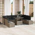 Tuin loungeset polyrattan 10-delig grijs