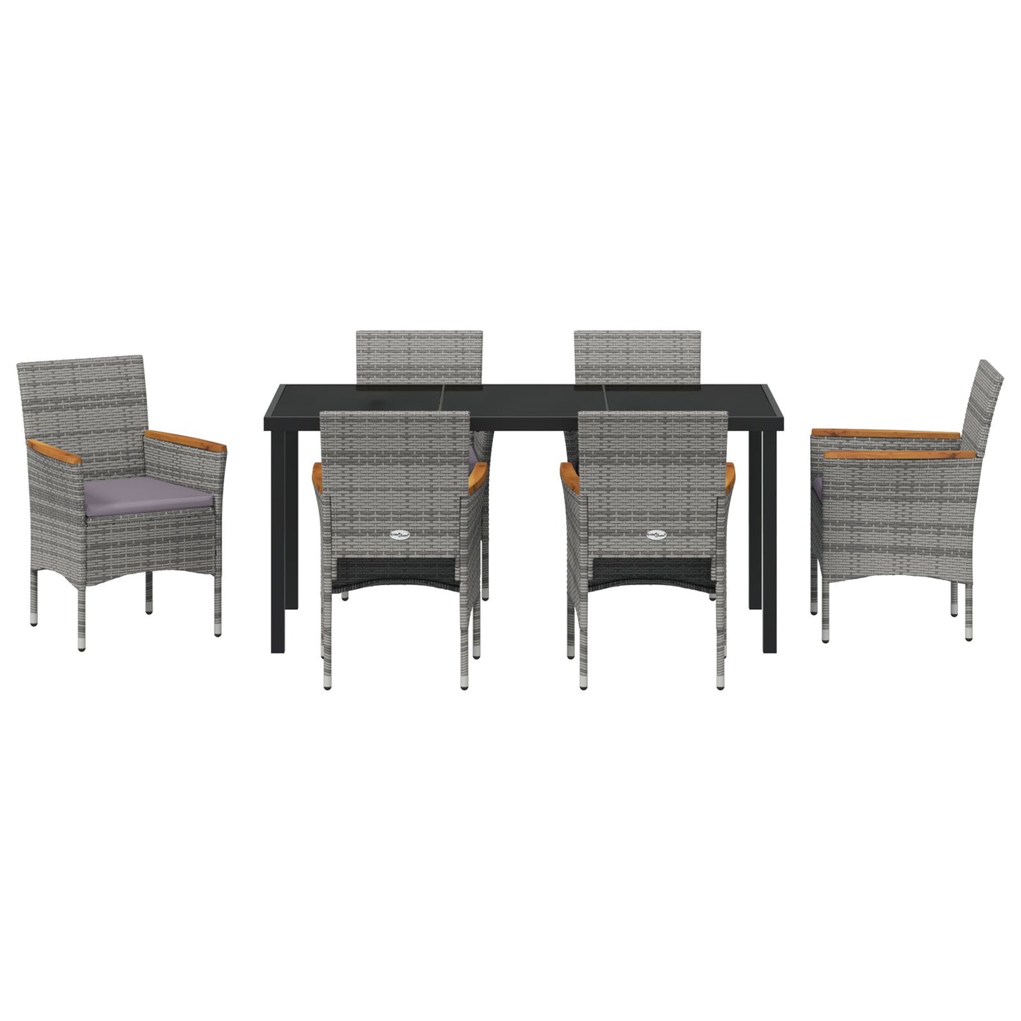 7-Delige Tuin Eetset Grijs Poly Rattan