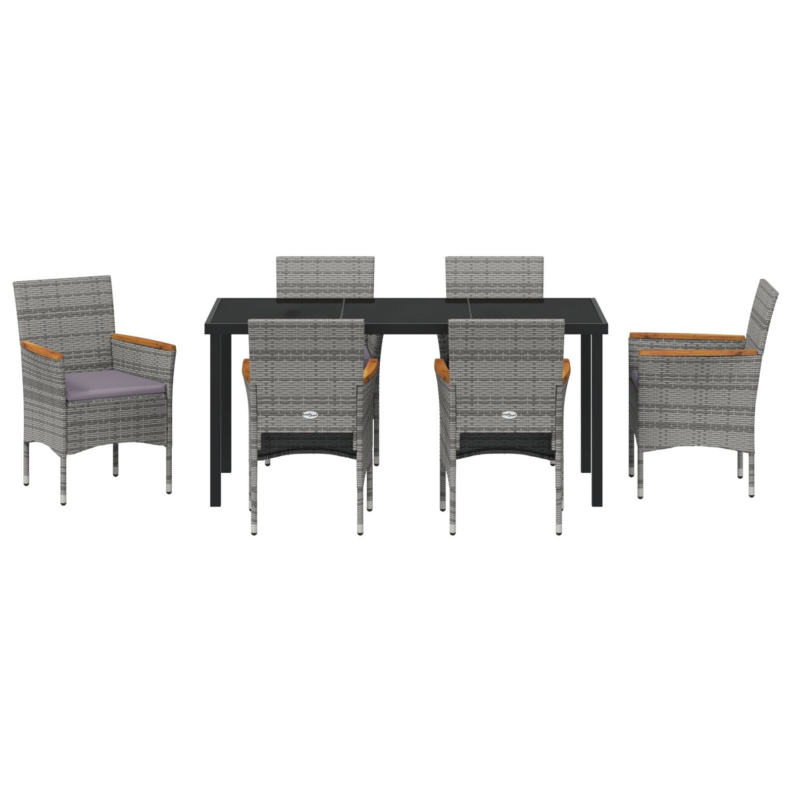 7-Delige Tuin Eetset Grijs Poly Rattan