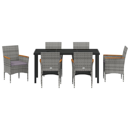 7-Delige Tuin Eetset Grijs Poly Rattan