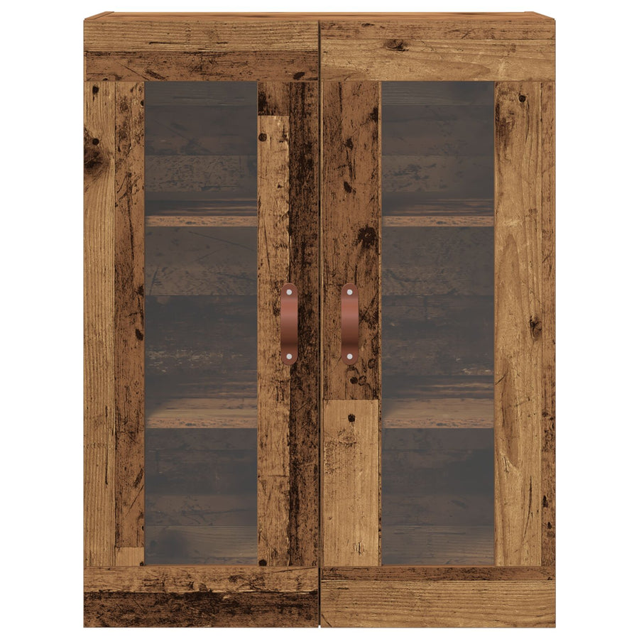 Wandkast Met Glazen Deuren Oud Hout 69,5X34X90 Cm