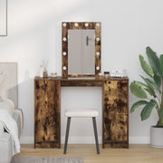 Kaptafel 102x33x135 cm bruin met LED spiegel