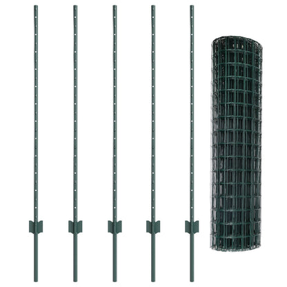 Euro Fence Met 5 U-Posts Groen 1,2X10 M Staal