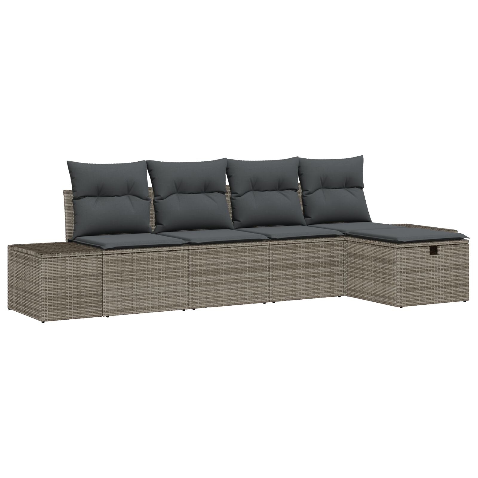 5-Delige Tuin Sofa Set Met Kussens Grijs Poly Rattan Wit