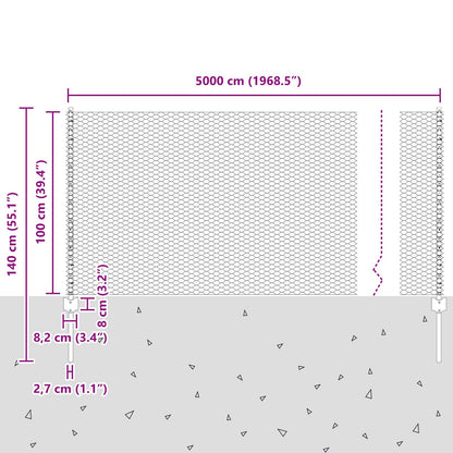 Hekpalen 11 Stuks U-Kanaal Groen 100 Cm Staal,  Hexagonaal Hek Groen 1X50 M Staal
