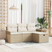 Garden Sofa Set with Cushions 4 pcs Beige and Cream poly rattan