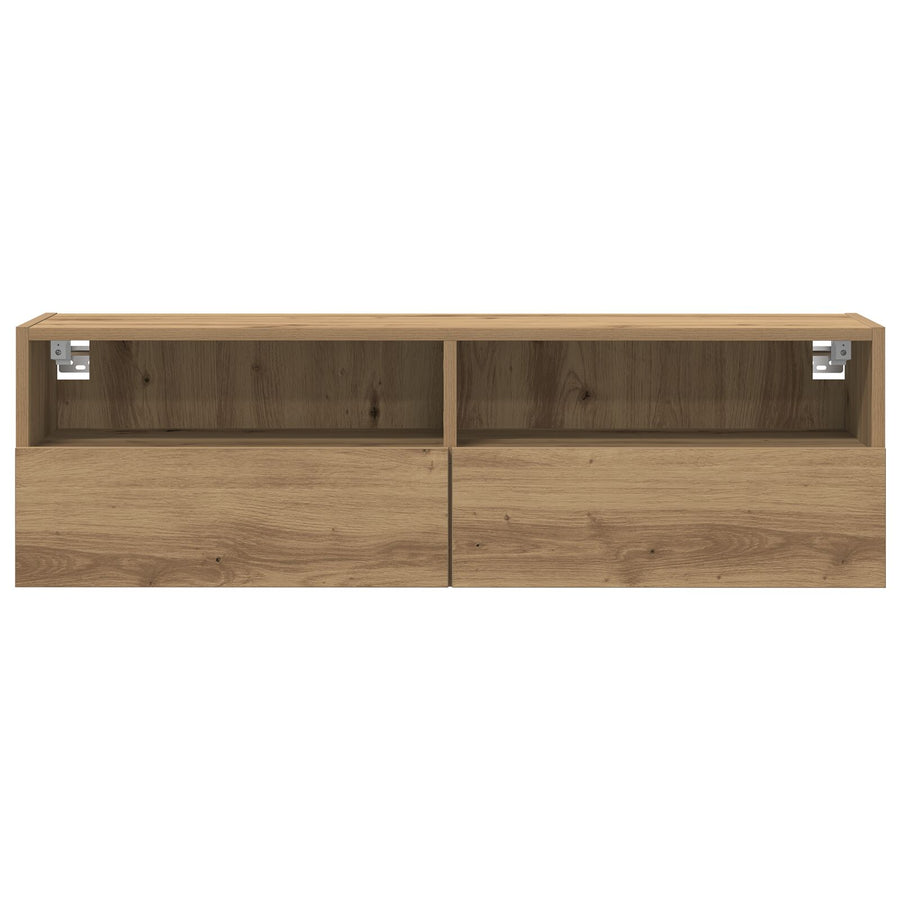 Tv Wandkasten 2 Stuks Bewerkt Hout Artisan eiken