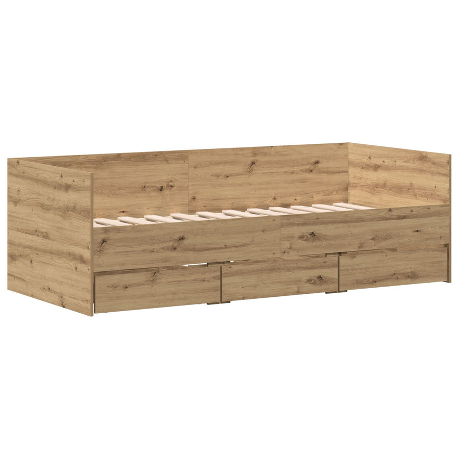 Dagbed Gefabriceerd Hout Duurzaam Ambachtelijk eiken 90 x 190 cm