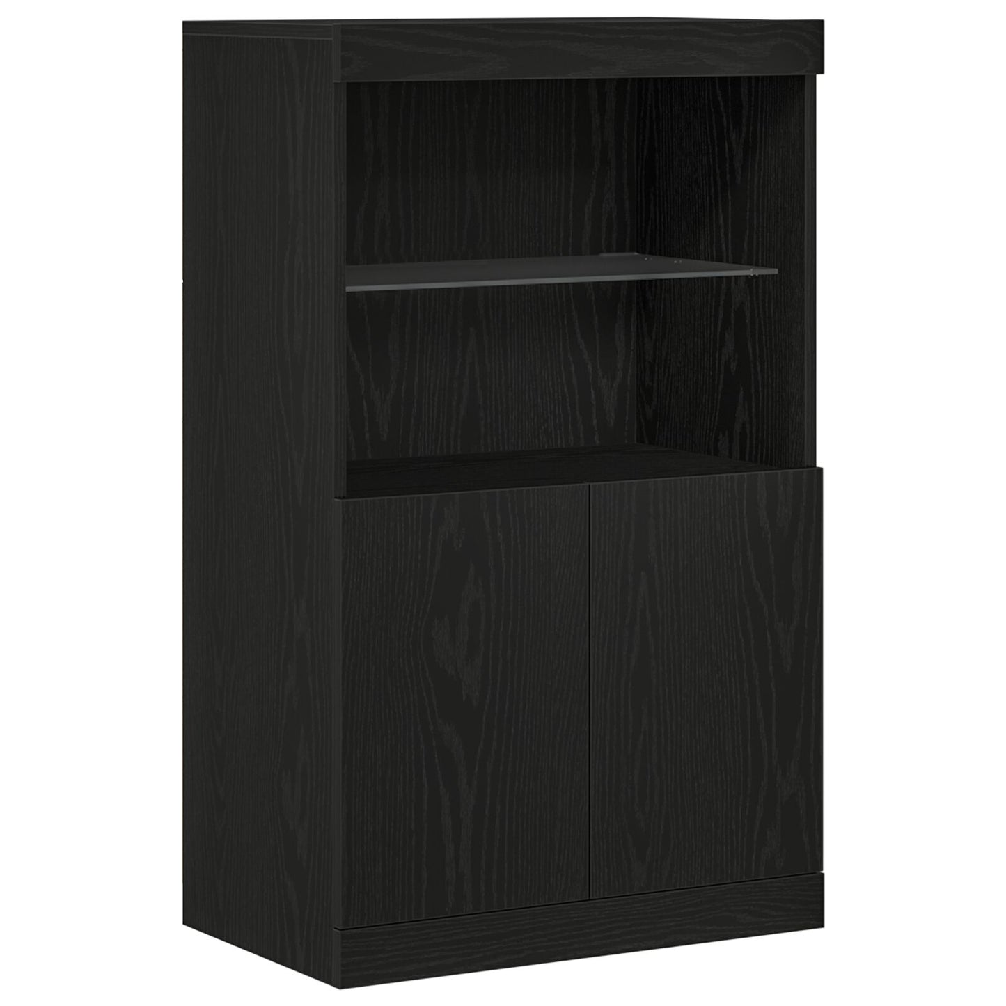 Dressoir Met Led Verlichting Zwart Eik 60X37X100 Cm Zwart eiken
