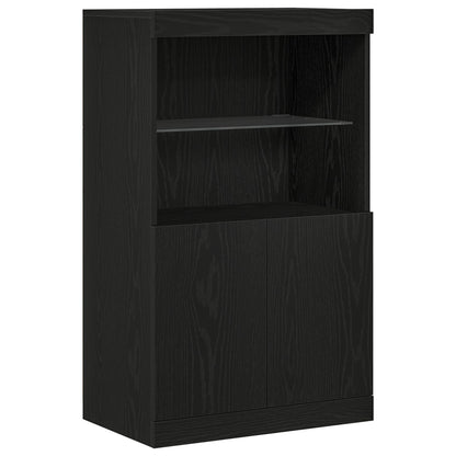 Dressoir Met Led Verlichting Zwart Eik 60X37X100 Cm Zwart eiken