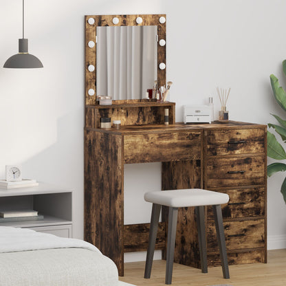 Kaptafel Met Led-Verlichting - - Gerookt eiken 50 x 41 x 135 cm