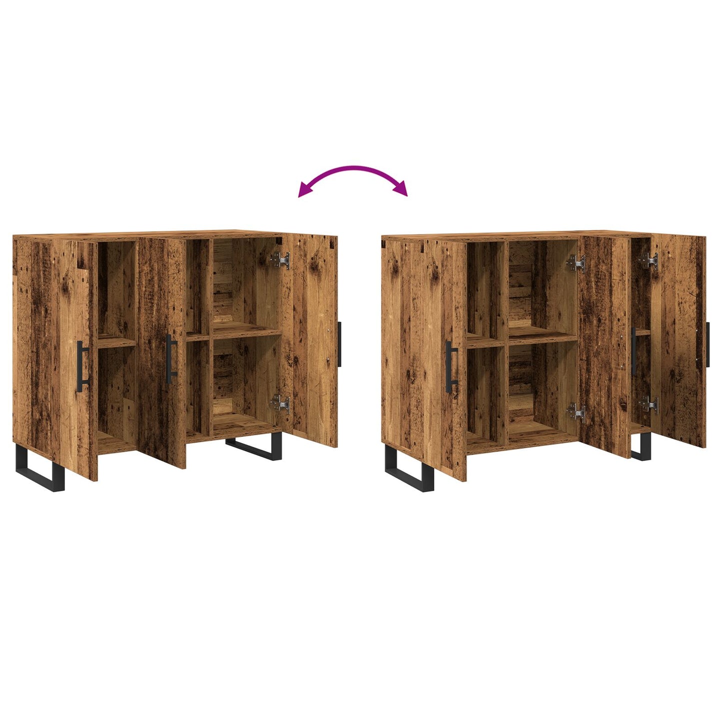 Dressoir Met 3 Deuren Oud Hout 90X34X80 Cm Engineered Hout