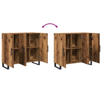 Dressoir Met 3 Deuren Oud Hout 90X34X80 Cm Engineered Hout