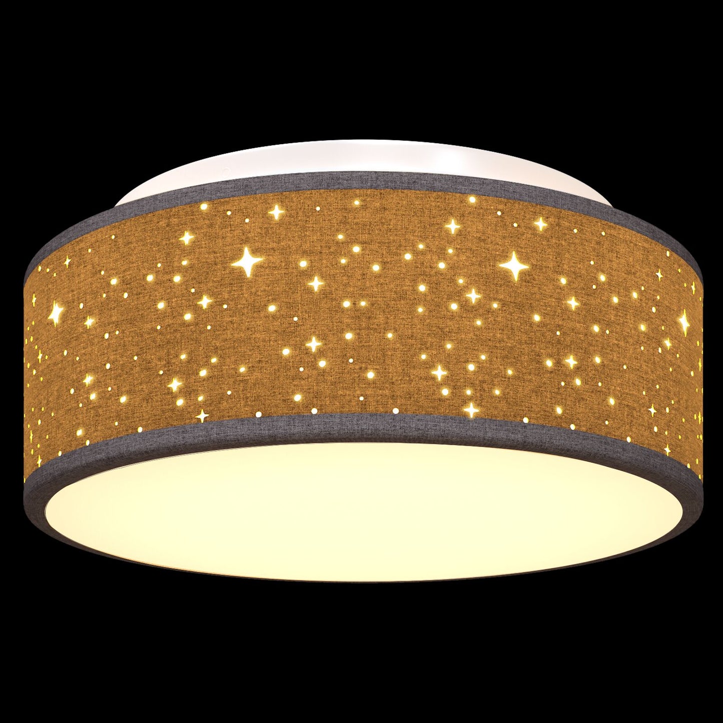 Plafondlampen Met Sterrenlampenkap Ø 30 Cm Stof E27 Ø30 x 13.5 cm Zwart met sterren lampenkap
